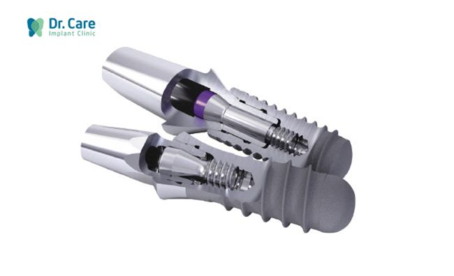 ​Cấu tạo hoàn chỉnh của khớp nối Abutment gồm 2 đầu và một vít nối
